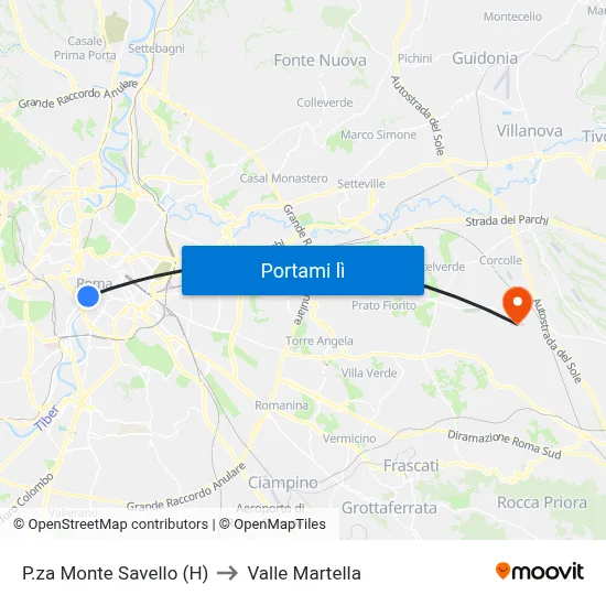 P.za Monte Savello (H) to Valle Martella map