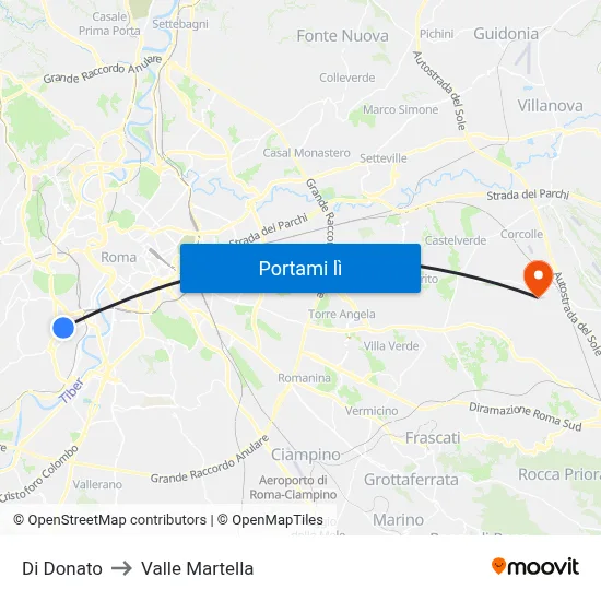 Di Donato to Valle Martella map