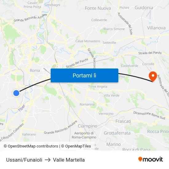 Ussani/Funaioli to Valle Martella map