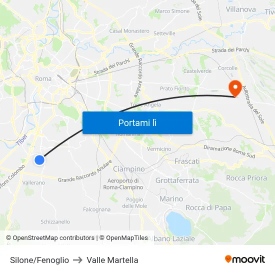 Silone/Fenoglio to Valle Martella map