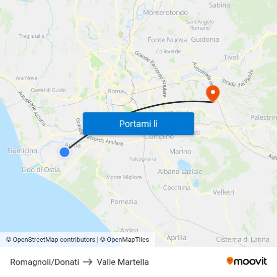Romagnoli/Donati to Valle Martella map