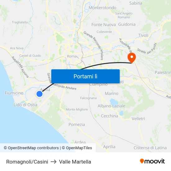 Romagnoli/Casini to Valle Martella map