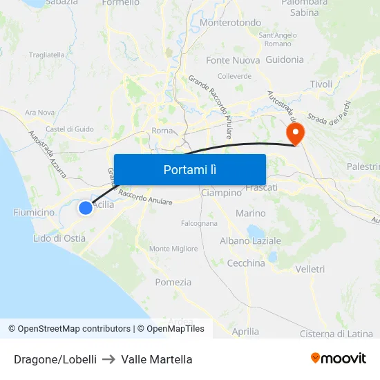 Dragone/Lobelli to Valle Martella map