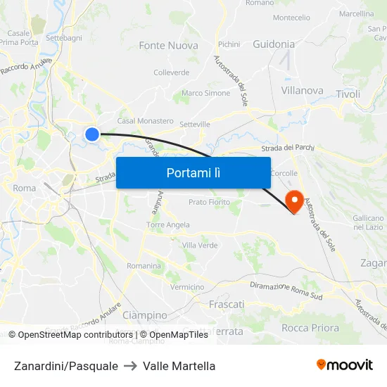Zanardini/Pasquale to Valle Martella map