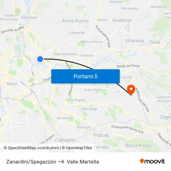 Zanardini/Spegazzini to Valle Martella map