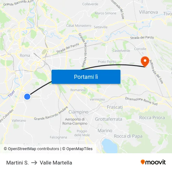 Martini S. to Valle Martella map