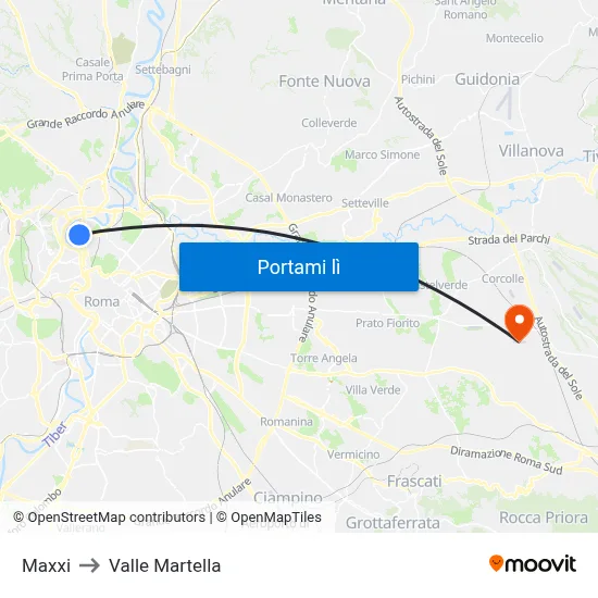 Maxxi to Valle Martella map