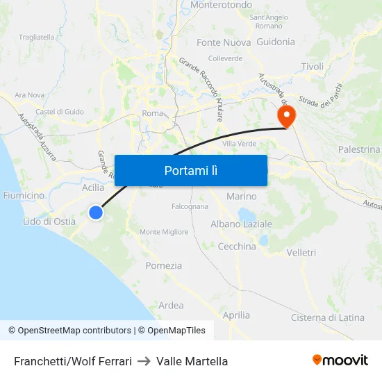 Franchetti/Wolf Ferrari to Valle Martella map