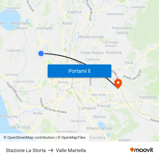 Stazione La Storta to Valle Martella map