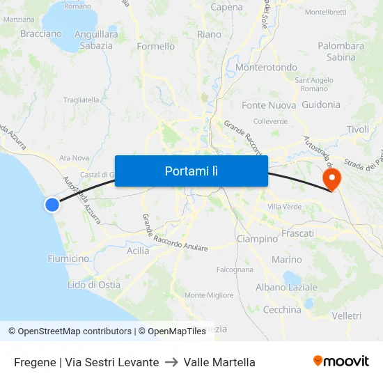 Fregene | Via Sestri Levante to Valle Martella map