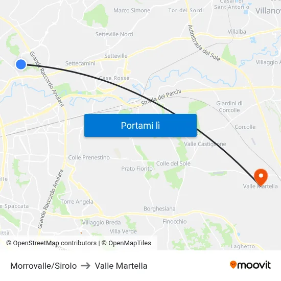 Morrovalle/Sirolo to Valle Martella map