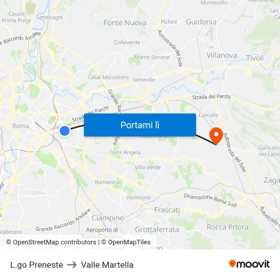 L.go Preneste to Valle Martella map