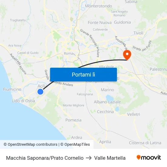 Macchia Saponara/Prato Cornelio to Valle Martella map