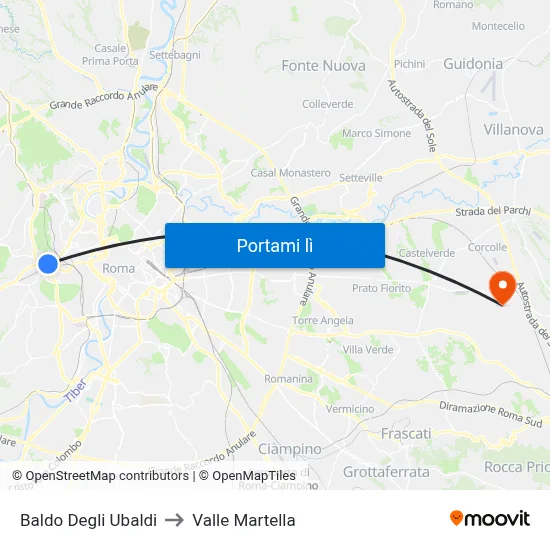 Baldo Degli Ubaldi to Valle Martella map