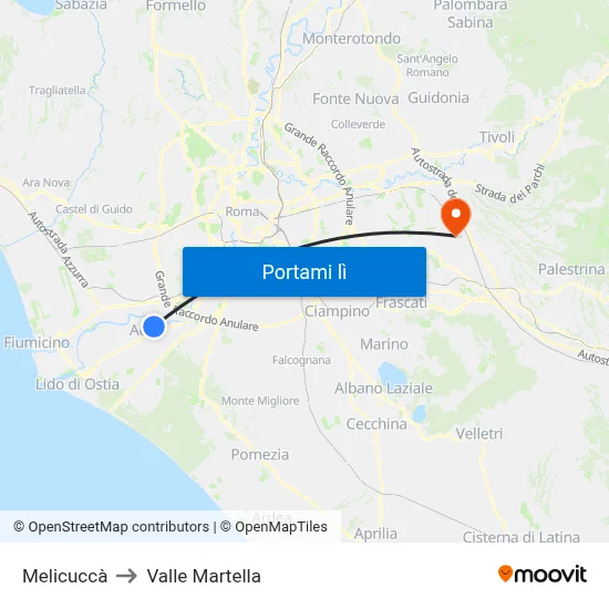 Melicuccà to Valle Martella map