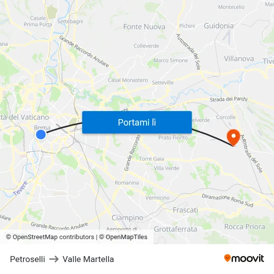 Petroselli to Valle Martella map