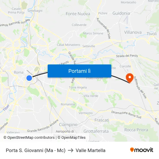 Porta S. Giovanni (Ma - Mc) to Valle Martella map