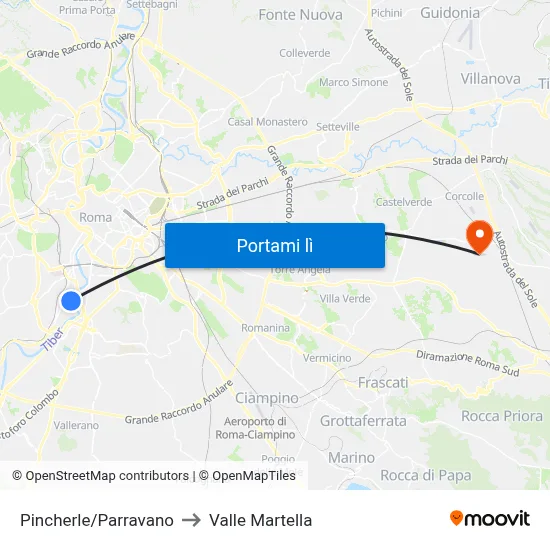 Pincherle/Parravano to Valle Martella map