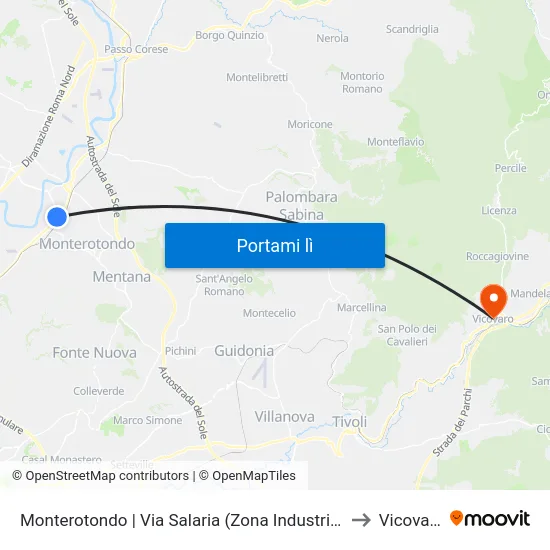 Monterotondo | Via Salaria (Zona Industriale) to Vicovaro map