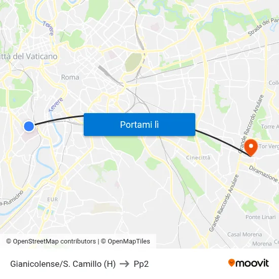 Gianicolense/S. Camillo (H) to Pp2 map