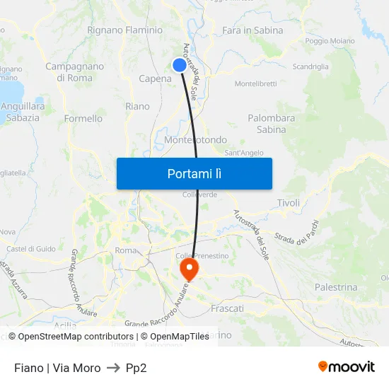 Fiano | Via Moro to Pp2 map