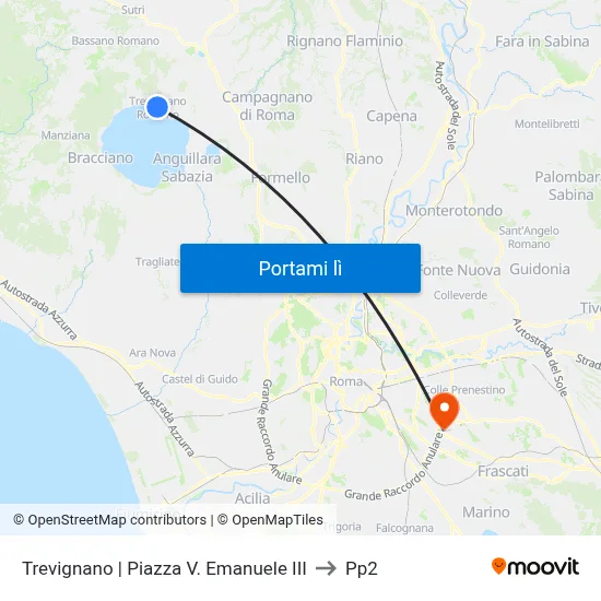 Trevignano | Piazza V. Emanuele III to Pp2 map