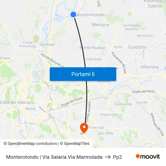 Monterotondo | Via Salaria Via Marmolada to Pp2 map