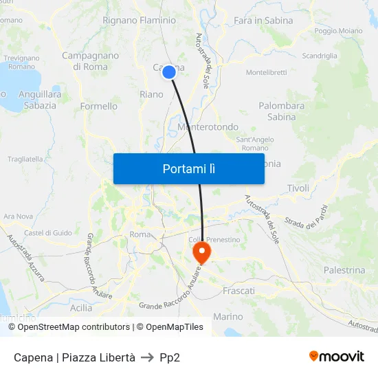 Capena | Piazza Libertà to Pp2 map