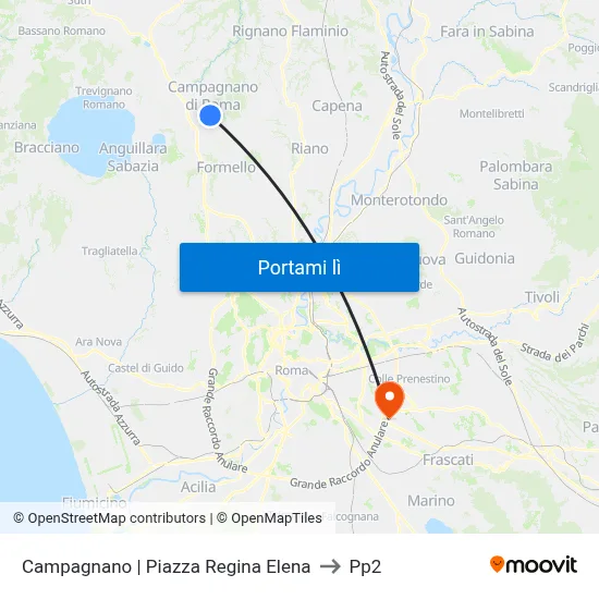 Campagnano | Piazza Regina Elena to Pp2 map