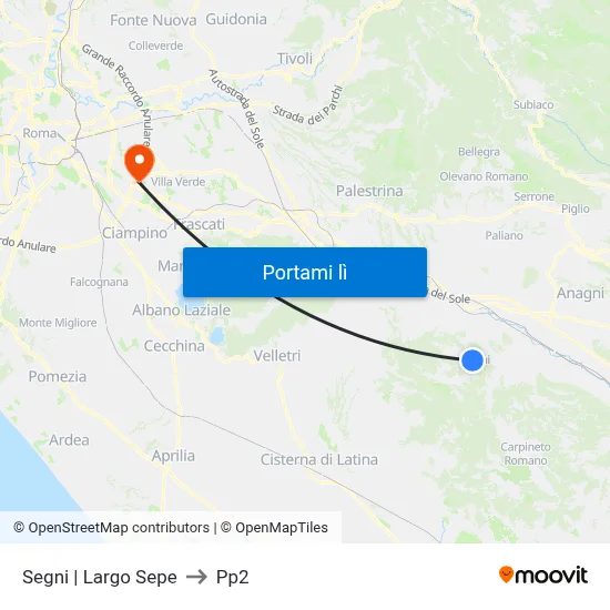 Segni | Largo Sepe to Pp2 map
