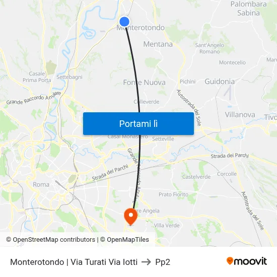 Monterotondo | Via Turati Via Iotti to Pp2 map