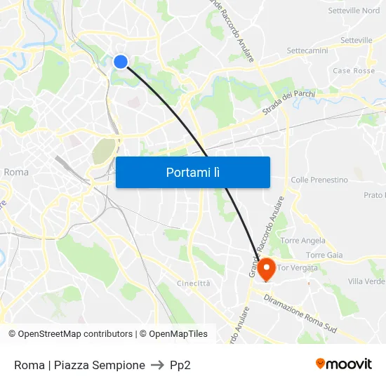 Roma | Piazza Sempione to Pp2 map
