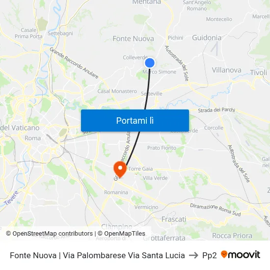 Fonte Nuova | Via Palombarese Via Santa Lucia to Pp2 map