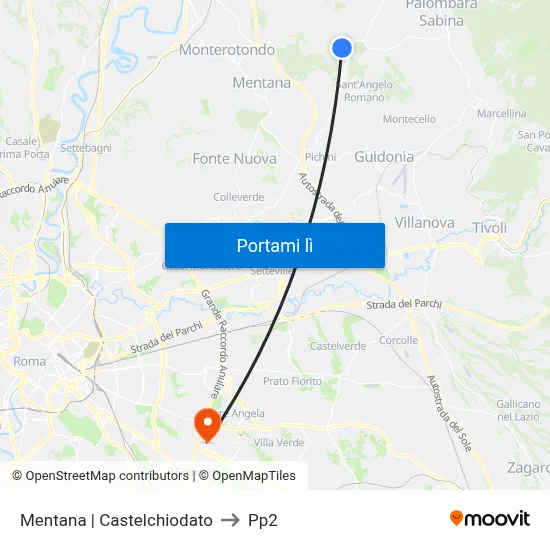 Mentana | Castelchiodato to Pp2 map