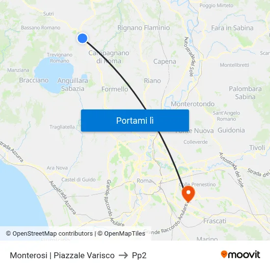 Monterosi | Piazzale Varisco to Pp2 map