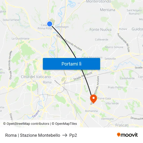 Roma | Stazione Montebello to Pp2 map