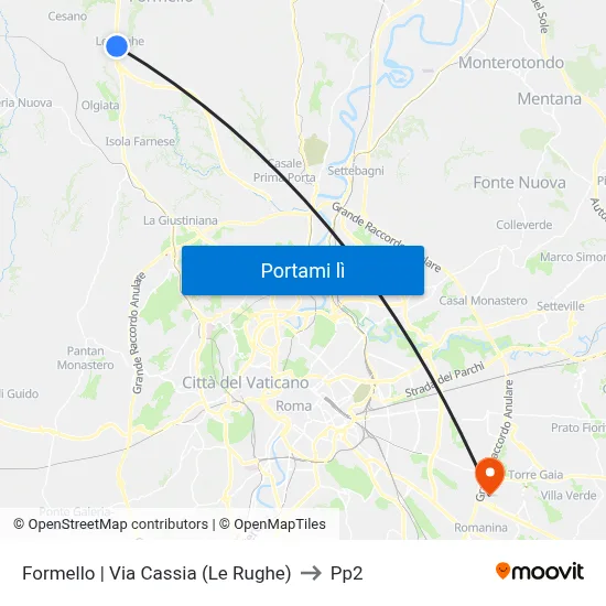 Formello | Via Cassia (Le Rughe) to Pp2 map