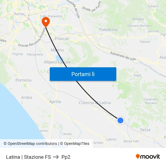 Latina | Stazione FS to Pp2 map