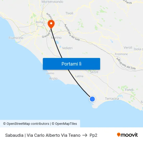 Sabaudia | Via Carlo Alberto Via Teano to Pp2 map