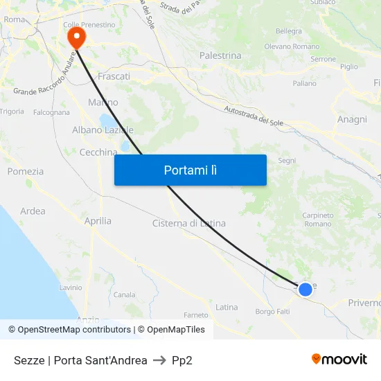 Sezze | Porta Sant'Andrea to Pp2 map
