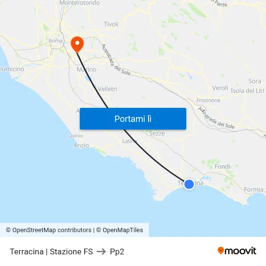 Terracina | Stazione FS to Pp2 map