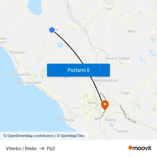 Viterbo | Riello to Pp2 map