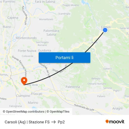 Carsoli (Aq) | Stazione FS to Pp2 map