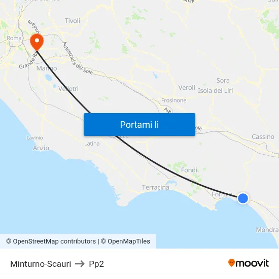 Minturno-Scauri to Pp2 map