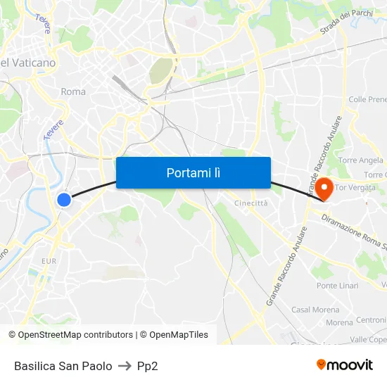 Basilica San Paolo to Pp2 map