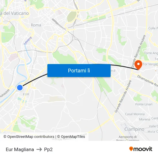 Eur Magliana to Pp2 map