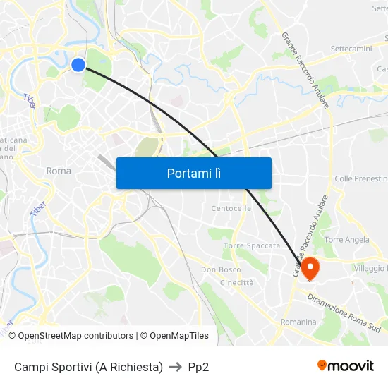 Campi Sportivi (A Richiesta) to Pp2 map