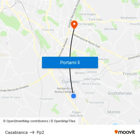 Casabianca to Pp2 map