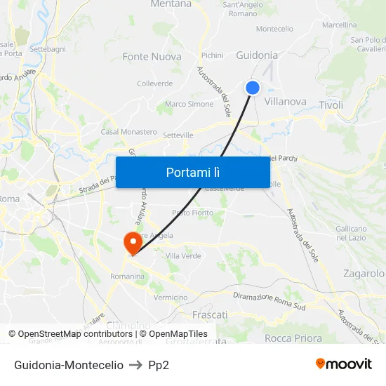Guidonia-Montecelio to Pp2 map