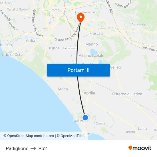 Padiglione to Pp2 map
